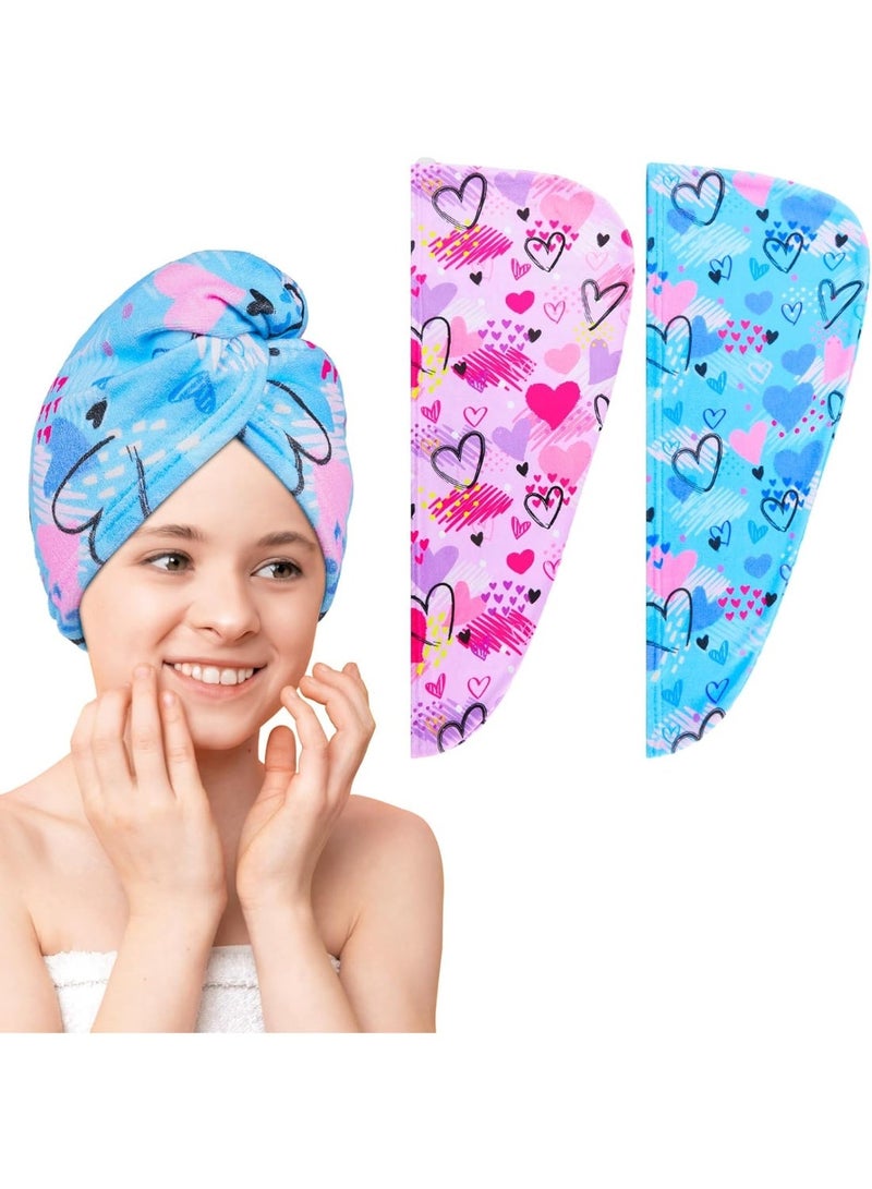 ChicAbode يونيكورن قلعة ميكروفايبر الشعر منشفة لف للأطفال 2 حزمة الشعر لف المناشف الشعر توربان منشفة امتصاص منشفة تجفيف الشعر لف مع زر للنساء الشعر الطويل المجعد - Image 1